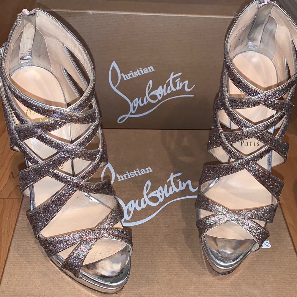 Christian Louboutin glitter gladiator 150